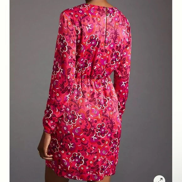 NWT Maeve x Anthropology Pink Floral Wrap Dress - Picture 5 of 12